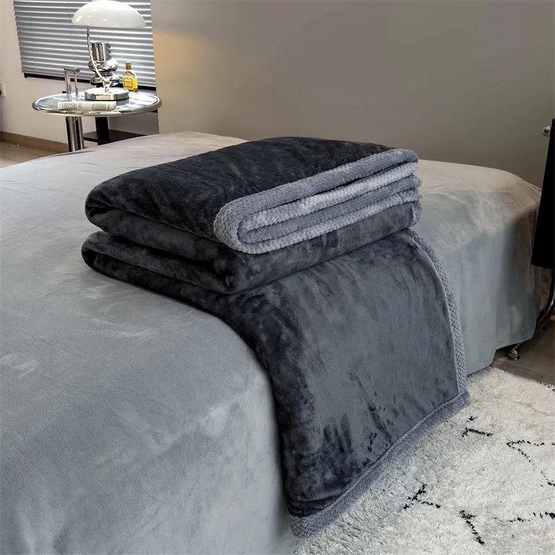 2024 New Milk Velvet Blanket Four Seasons Universal Solid Color Multi functional Double sided Velvet Office Napping Blankets