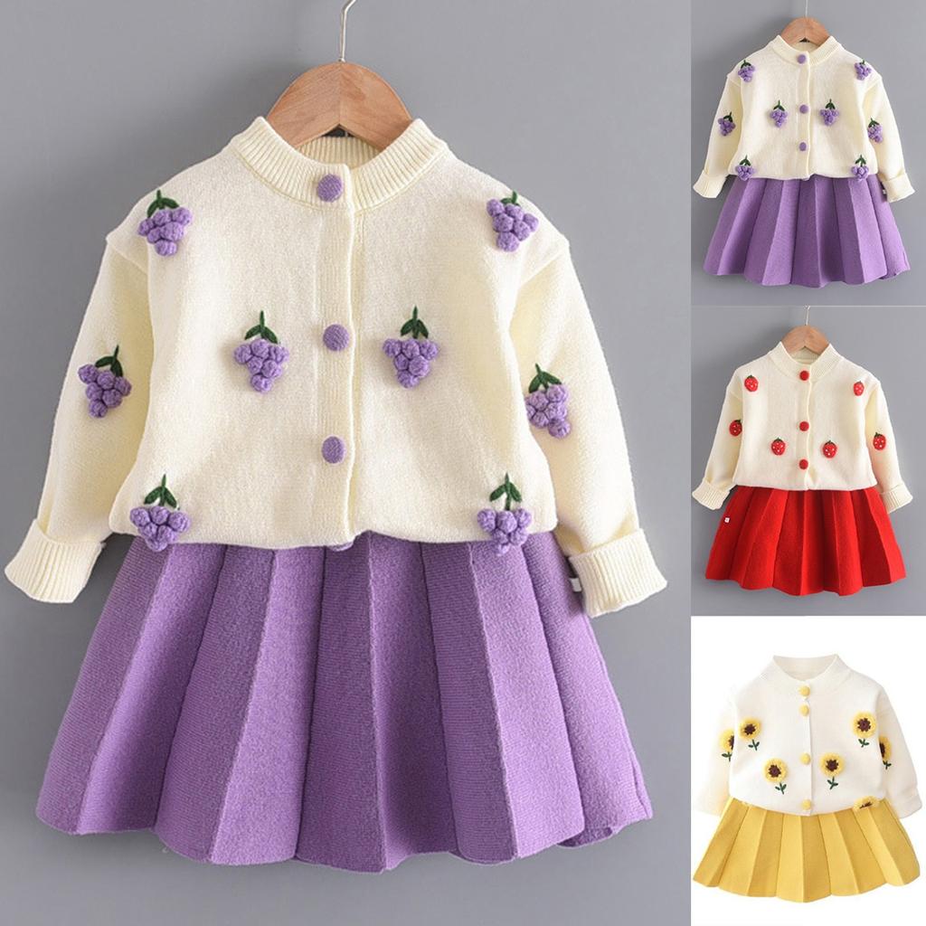 Baby Girl Birthday Outfite Sweater+skirt Outfit Go Out Spring And Autumn