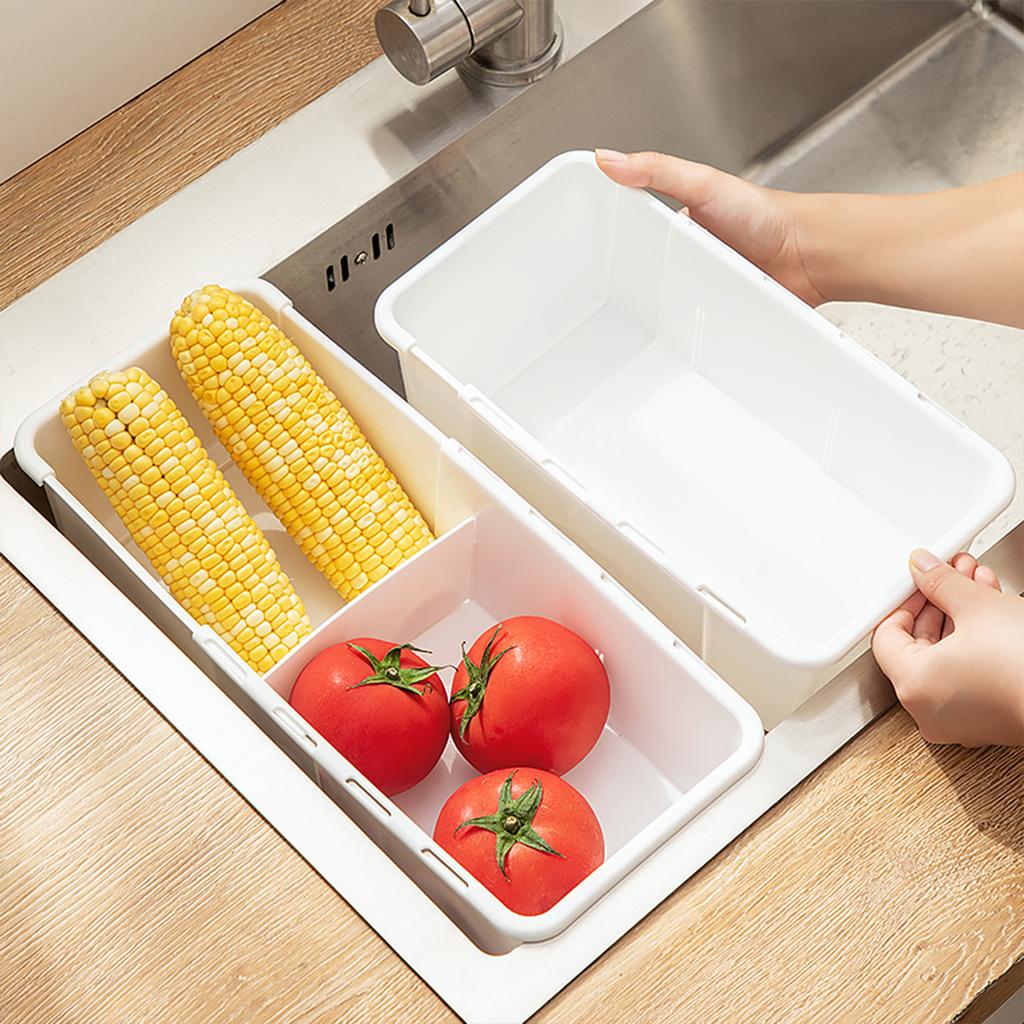 Expandable Refrigerator Plastic Storage Box With Partition Fruit Vegetable Storage Container Egg Box Kitchen Organizer