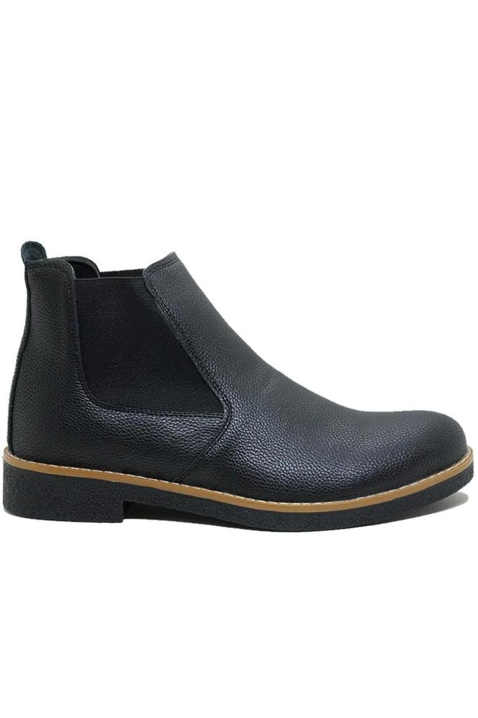 Men's Fashion Faux Leather Thick Heeled Booties Black Chelsea Daily Comfortable Ankle Boots Shoes