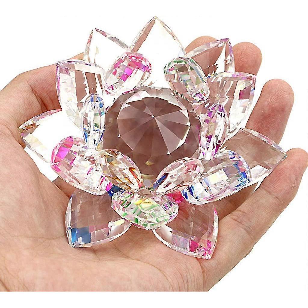 Crystal Lotus Flower - for Home Decoration, Ideal Gift for Birthdays, Parties (100mm Multicolor)