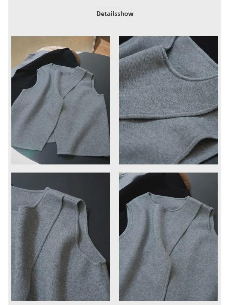 Louvre Autumn Korean Style Irregular Slit Vest for Women - Slim Layered Loose Fit Top