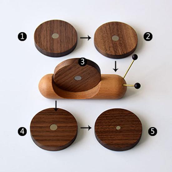 Snail Coaster Set of 5 Wooden Cup Mat Snail Shaped Decoration Heat Resistant Drink Coasters for Table Protection Home Decor
