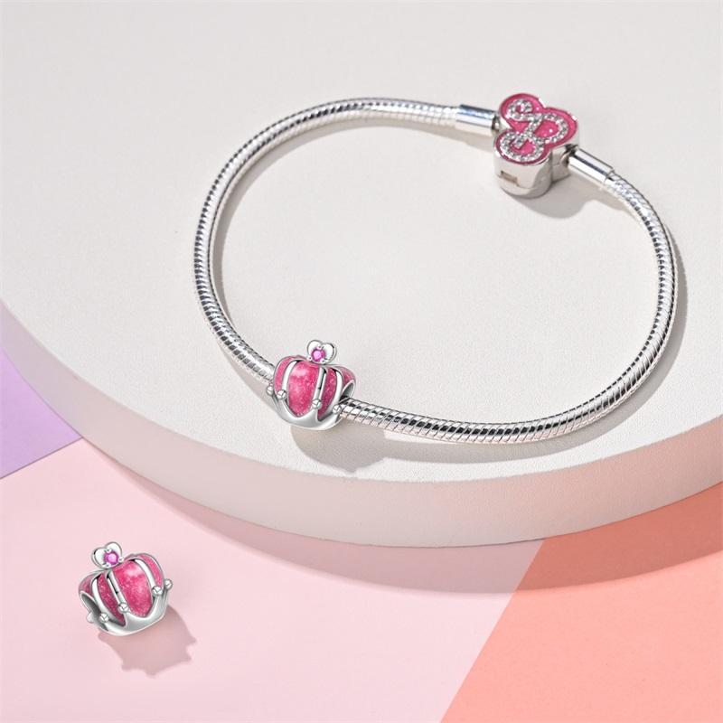 925 Silver Pink Princess Skirt Butterfly High Heels Fashion Bag Charms Beads Fit Pandach 925 Bracelets Fine DIY Jewelry