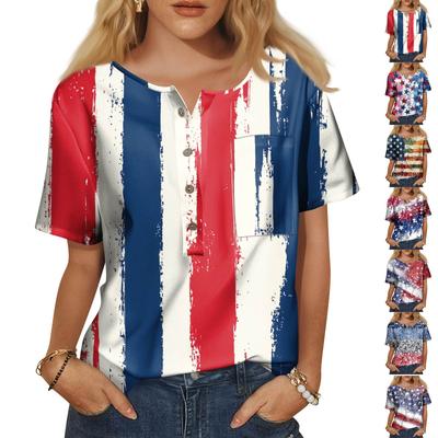 Женская мода, повседневная блузка с коротким рукавом и круглым вырезом, пуловер с принтом