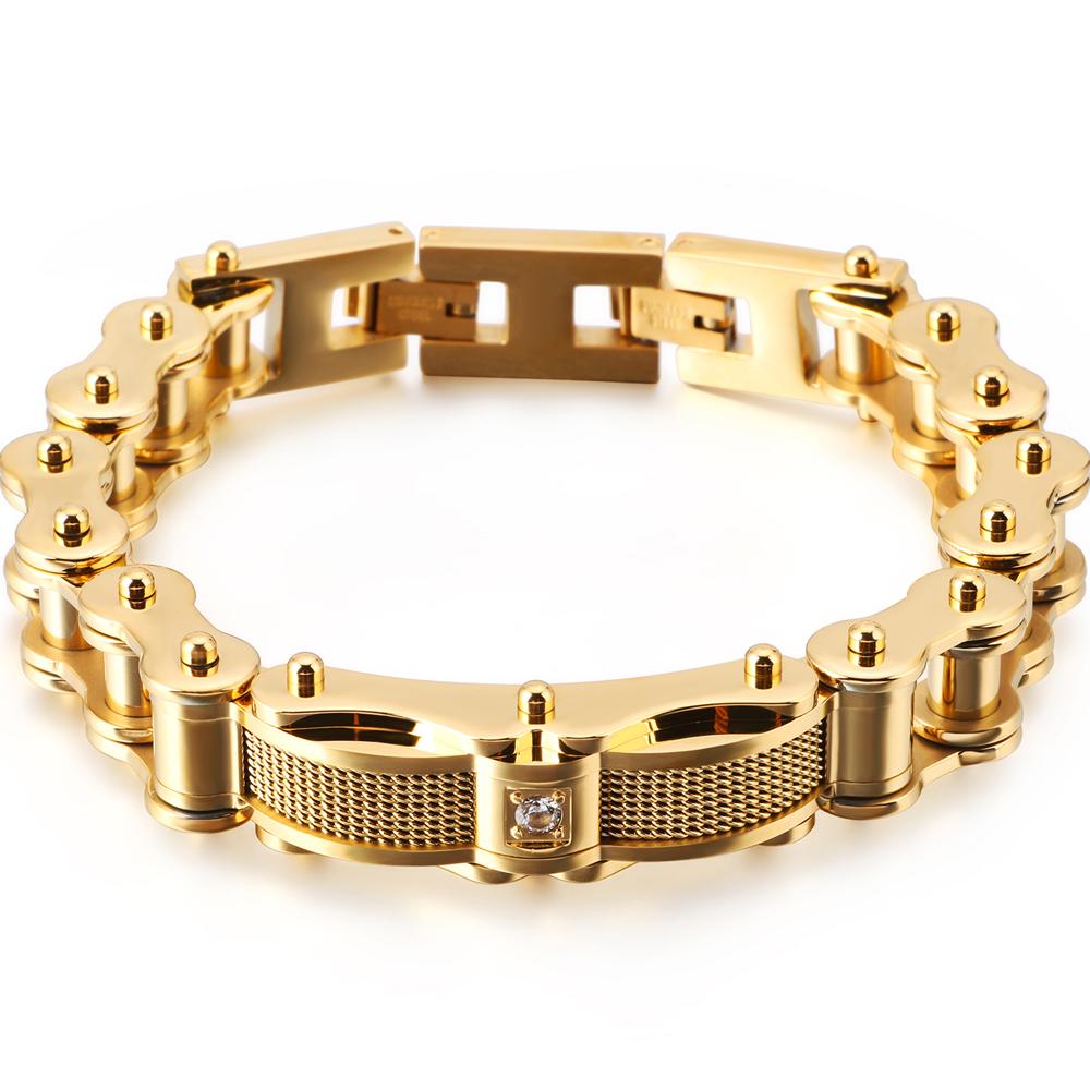 Байкерские украшения, потертый вид, велосипедная цепь, мужские браслеты, винтажный черный, нержавеющая сталь, мотоцикл, велосипедная одежда, браслет CZ для мужчин