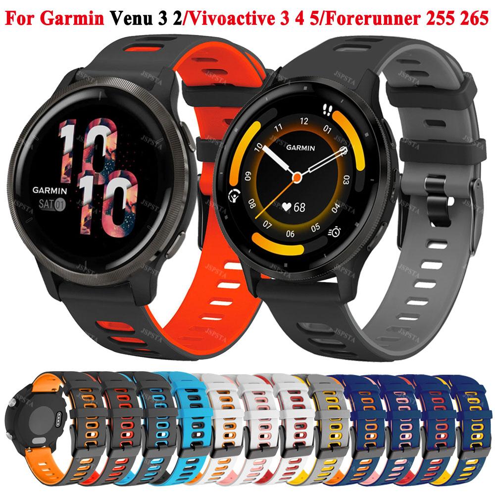 20 мм 22 мм Ремешок для часов Для Garmin Venu 3 2 Sq 2 Plus Forerunner 645 245 255 Music 265 Vivoactive 5 4 3 Силиконовый ремешок Браслет для часов