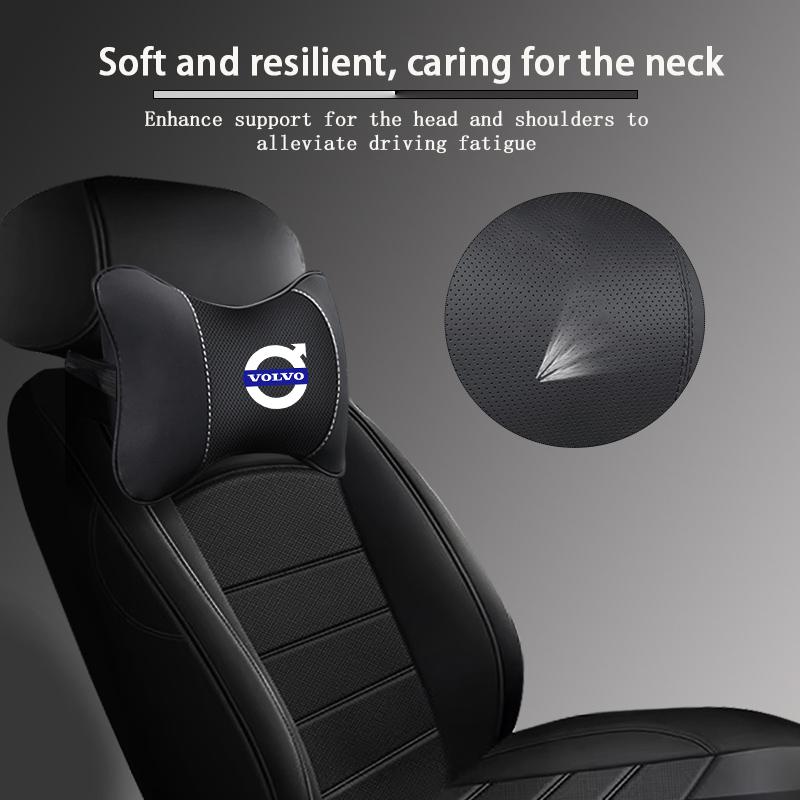 AABAL1 Leather Car Seat Headrest Memory Foam Comfort Neck Pillow Auto Interiors For Volvo Rdesign XC60 XC40 V60 V40 EX30 XC90 S60 V50