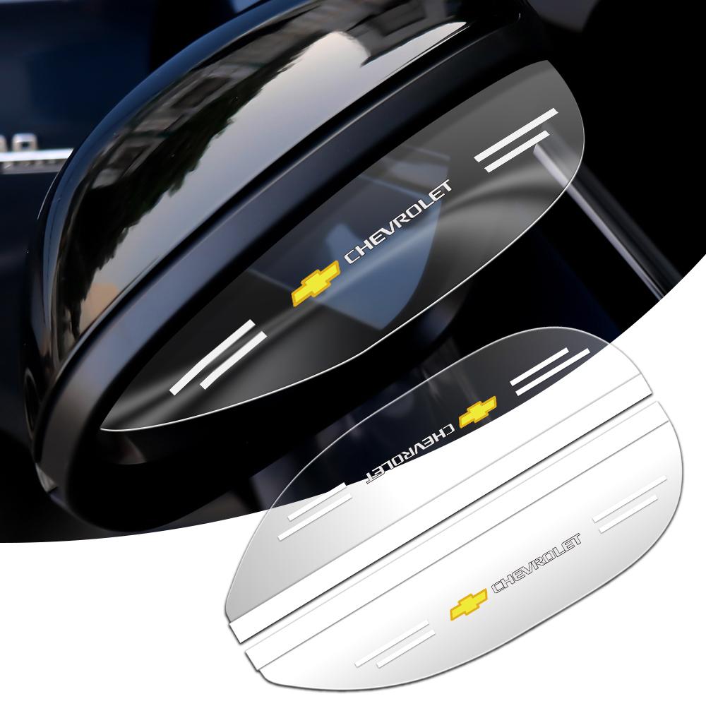 BQIXN1 2Pcs Car Rearview Mirror Rain Eyebrow PVC Sunshade Rainproof Sticker Accessory For Chevrolet Cruze Colorado Spark Captiva Malibu