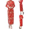 Леди Нижние юбки больших размеров, женский Cheongsam, элегантный длинный Cheongsam с высоким разрезом, классический женский стиль в китайском стиле, женское платье для свадебных вечеринок