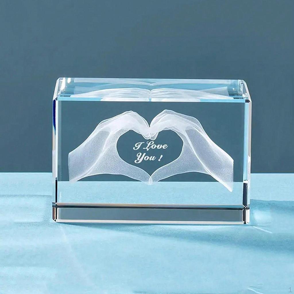 Статуэтка в форме руки в форме сердца на День святого Валентина, украшение стола, стеклянный куб, декоративное произведение искусства, центральный элемент, современный