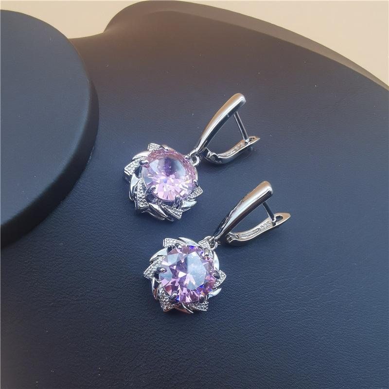 Комплекты украшений из натурального циркона, серебро 925 пробы, женские свадебные украшения, серьги, браслеты, кольца, комплект с подвеской и ожерельем