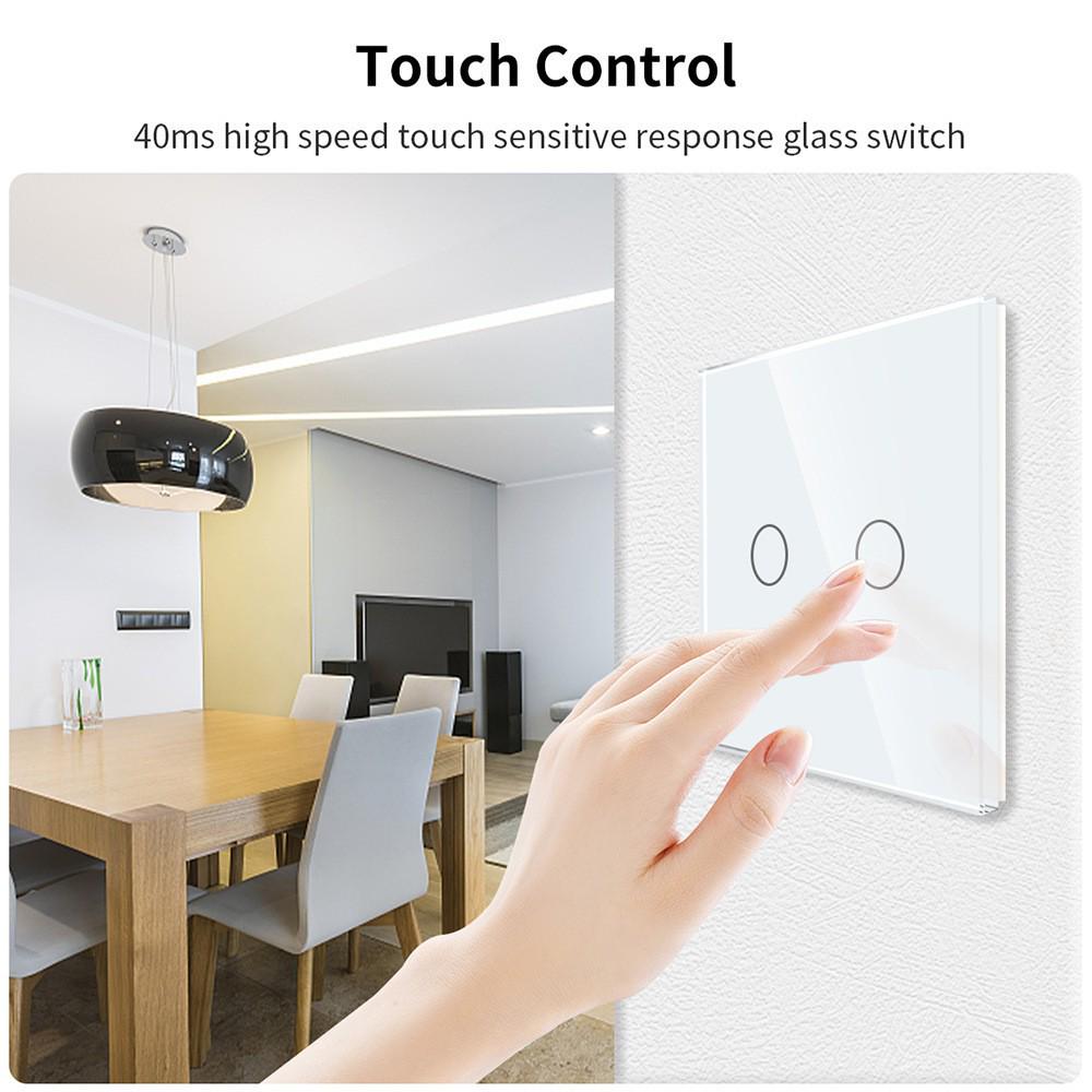 Умный сенсорный настенный выключатель Zigbee EU/UK - Совместим с голосовыми помощниками Alexa и Google