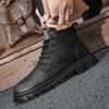 Мужские ботинки в британском стиле с высоким верхом и толстой подошвой, повседневные туфли, мужские утепленные удобные туфли из мягкой кожи, ковбойские сапоги