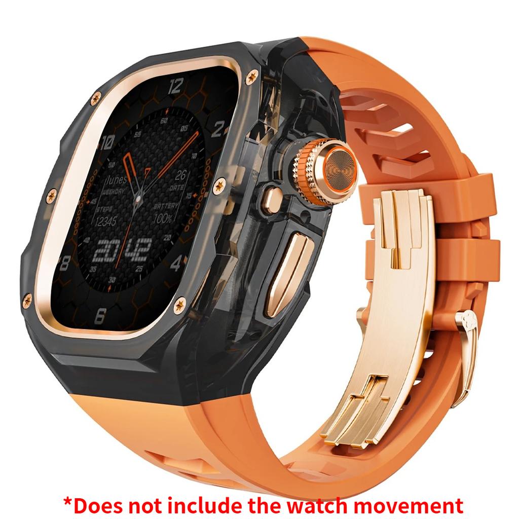 Роскошный мод-комплект для Apple watch Ultra 3/2/1 49 мм Спортивный резиновый ремешок+чехол для Iwatch ultra 49 мм Прозрачный ледяной чехол Комплект для переделки