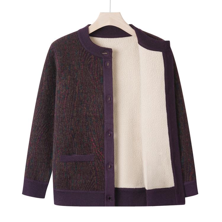 Новая бархатная куртка для осени от бабушки, толстый кардиган для женщин среднего и пожилого возраста, 60 лет, 70, вязаный свитер для мамы