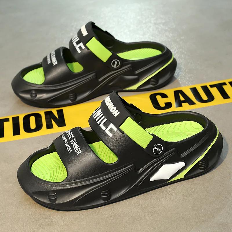 Модные мужские уличные сандалии, шлепанцы, пляжные сабо на толстой подошве, мужская удобная повседневная обувь, садовая обувь, мужские пляжные сандалии