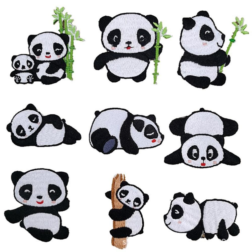 9 Pcs Cute Panda Embroidered Patches Panda Iron On Patches Jackets Delicate Women