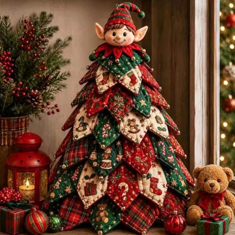 Christmas Halloween Quilted Tree Kit DIY Patchwork Fabric Sewing Craft Set Handmade Tabletop Home Decor Holiday Gift