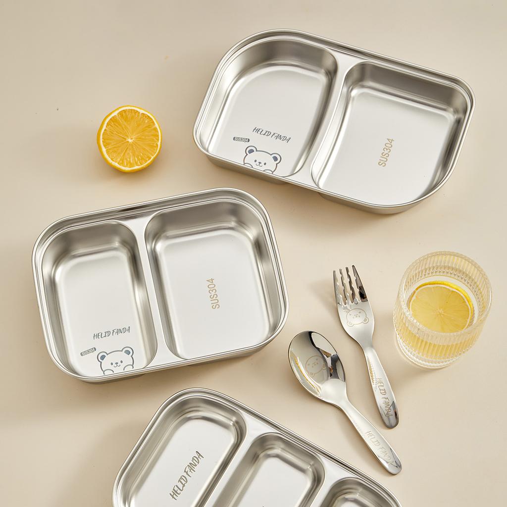 304 нержавеющая сталь многосекционная обеденная тарелка детская разделенная обеденная тарелка столовая 2/3 отделения пищевая тарелка для студента