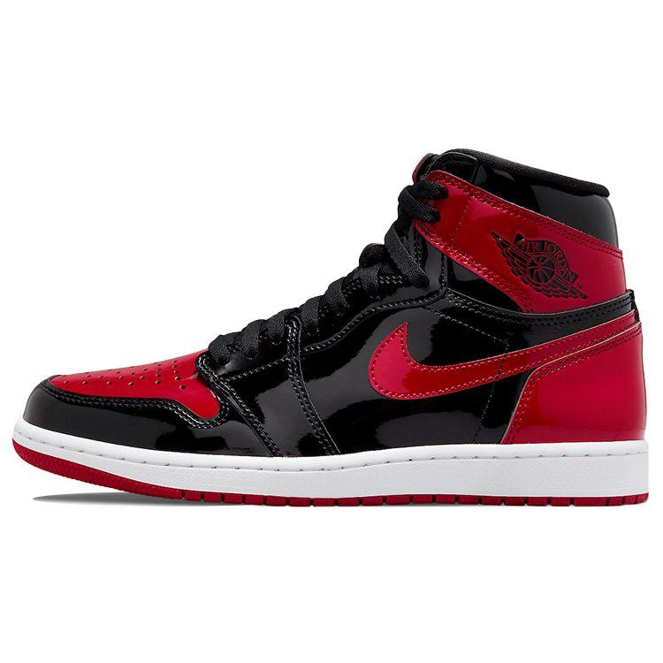 Air Jordan 1 Retro High OG Patent Bred Unisex Sneakers Black White Varsity-Red 555088-063