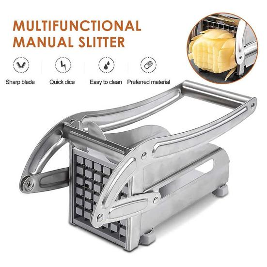 Potato Cutter Efficient Fruit And Vegetable Chopper Manual Food Chopper with 2 Blades Multifunctional Kitchen Fries Machine