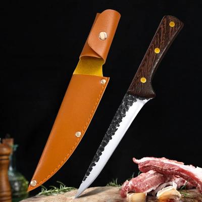 Нож для разделки мяса из нержавеющей стали, нож для обвалки мяса, кованый кухонный нож повара, нож для разделки рыбы, деревянная ручка, кухонные инструменты