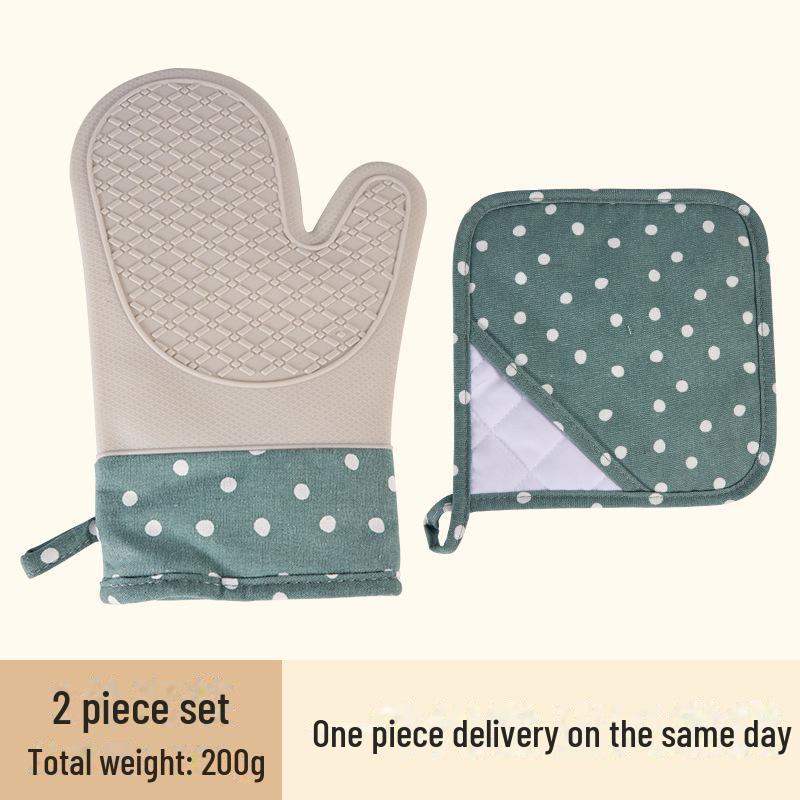 Набор силиконовых противоожоговых перчаток для духовки с хлопковой подкладкой - толстая изоляция для выпечки и микроволновки
