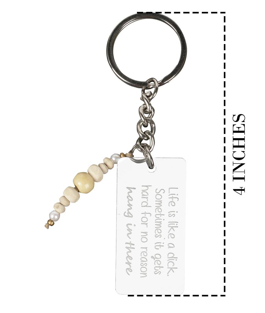 Inkdotpot Смешной брелок Жизнь как ** Иногда становится тяжело без причины Держись там Акриловый гравированный брелок Смешной взрослый юмор Новинка