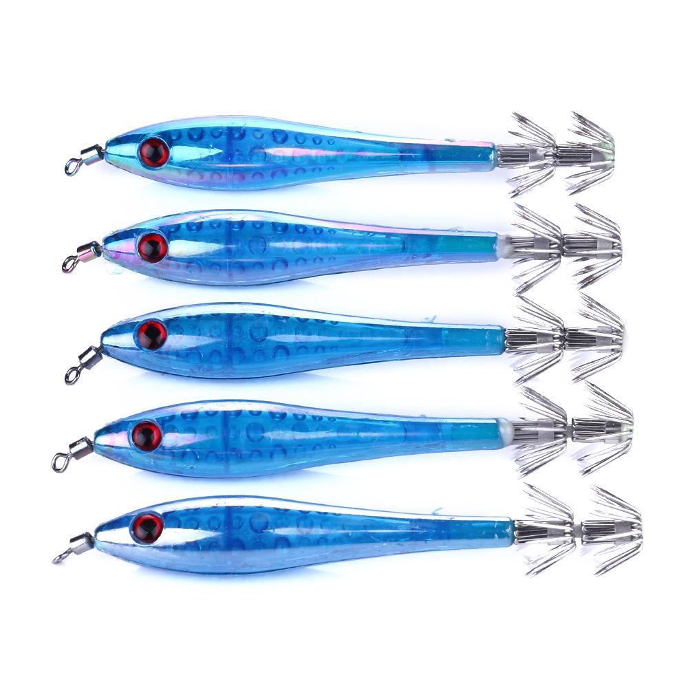 5PCS/LOT Shrimp Squid Jigs Jigging Squid Hook 9.5CM 6g Trout Lure Luminous Shrimp Squid Lure