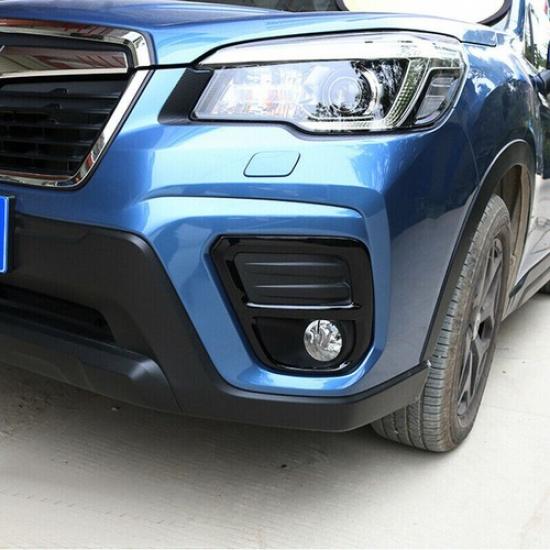 Glossy Black Front Fog Lamp Light Cover Frame Trim For Subaru Forester 2019-2022