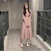 Розовое платье А-силуэта в стиле French Chic: Сексуальный, Милый, Облегающий крой для Весны и Осени