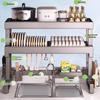 Gunmetal Grey Stainless Steel Double-Layer Dish Rack
