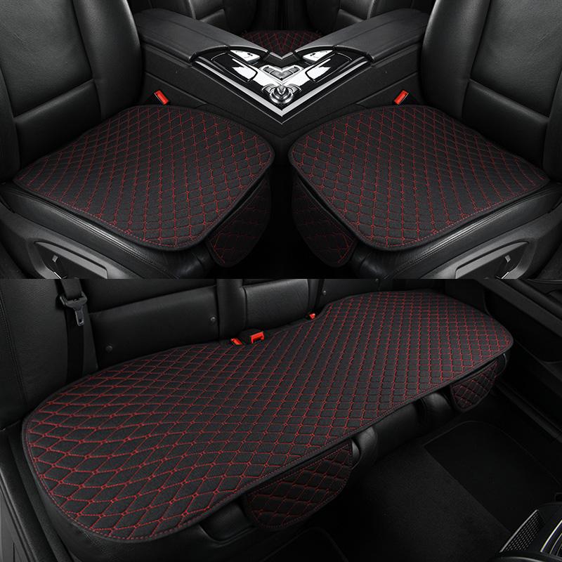 Летний защитный чехол на автомобильное сиденье, льняная передняя, ​​задняя и задняя спинка, черная льняная подушка для сиденья для авто, салона, грузовика, внедорожника