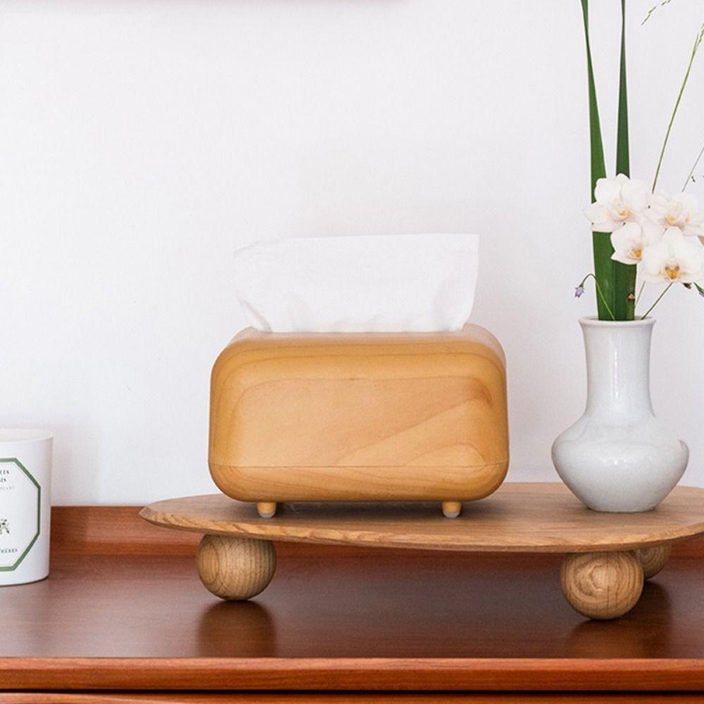 Ins Style Imitation Wood Grain Tissue Box Napkin Paper Case Living Room Decoration