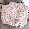 Homewear Flower Print V-neck Women's Pajamas Set Soft Two-piece Pajamas Set Sweet Casual Autumn New  Sleepwear