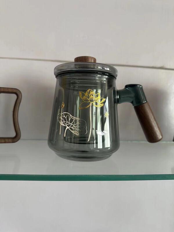 Chaxun Walnut Wood Handle Filter Glass Tea Brewing Set