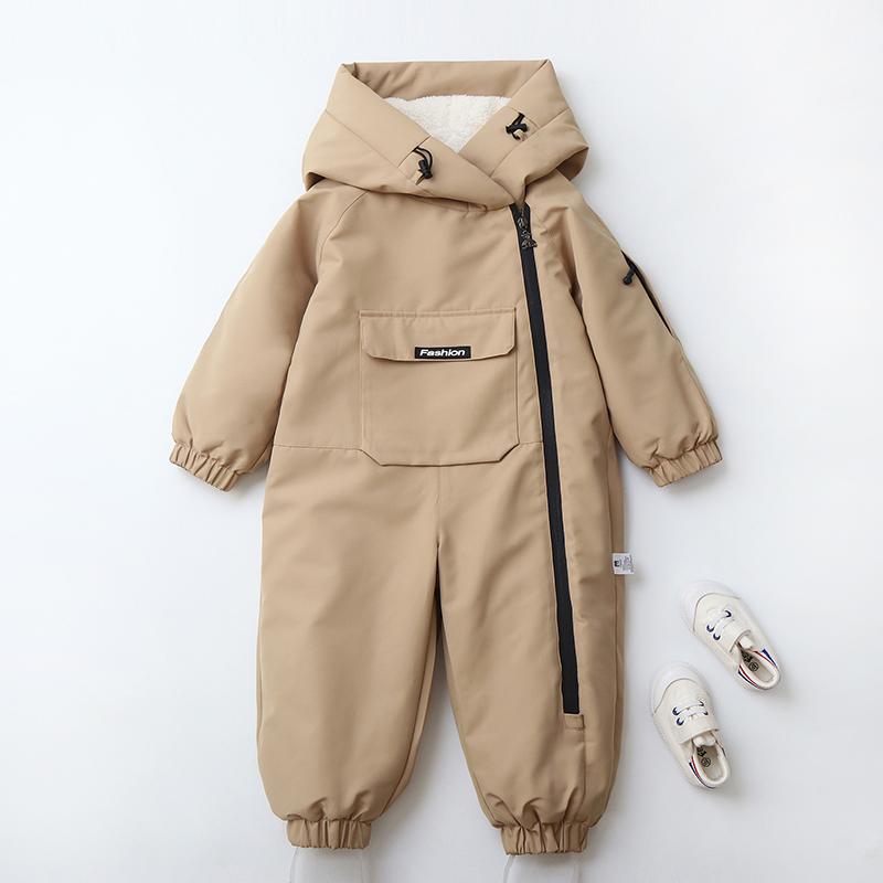 Зимняя детская одежда Теплая флисовая подкладка Мальчики Слитный комбинезон Ветрозащитный Детский лыжный комбинезон Детские комбинезоны для девочек