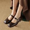 Fashion Spring/Autumn Women Shoes Square Toe Chunky Heel Shoes Patent Leather Mary Janes Low Heel Solid Pumps Women Concise Black Shoes