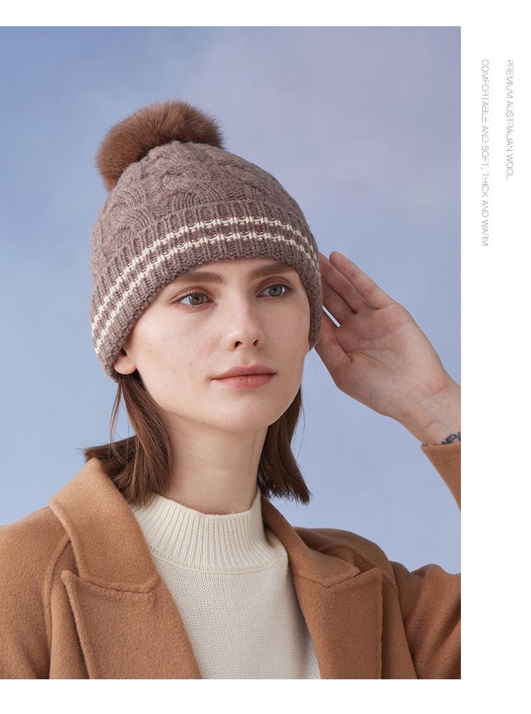 100% Pure Wool Knitted Hat for Women