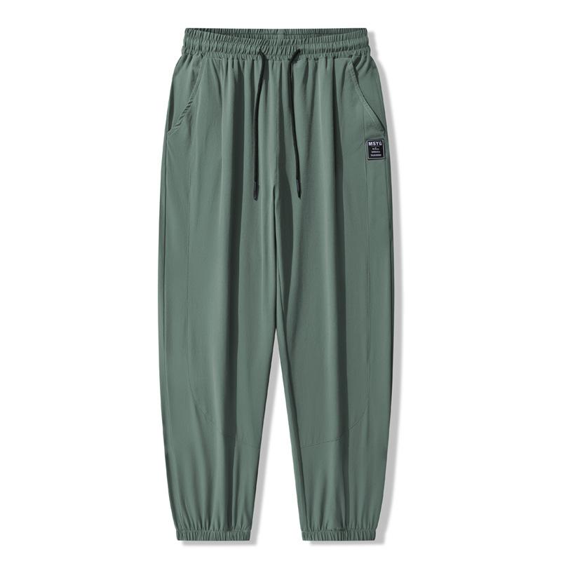 Нейлоновые брюки из ледяного шелка для мужчин, летние свободные леггинсы, спортивные мужские повседневные брюки с ощущением льда, брюки с кондиционером