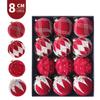 12pcs 8cm Flocking Christmas Balls Set Red Green Christmas Tree Ornaments Children Gifts