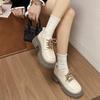 Platform Small Leather Shoes Women's Spring 2024 New Lace-up Single Shoes Heightening Jk Shoes Versatile Commuter Mary Jane Shoes