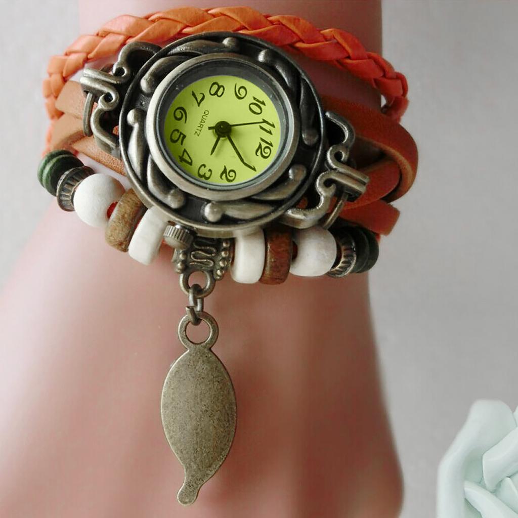 Hot Sale Vintage Leather Watch New Arrival Wrap Around Bracelet Watch Bronze Detail Precise Stylish Retro Compact Wristwatch