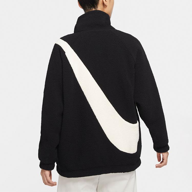 Nike Двусторонняя толстая повседневная куртка на флисовой подкладке с большим логотипом Женская куртка черная DC5138-010