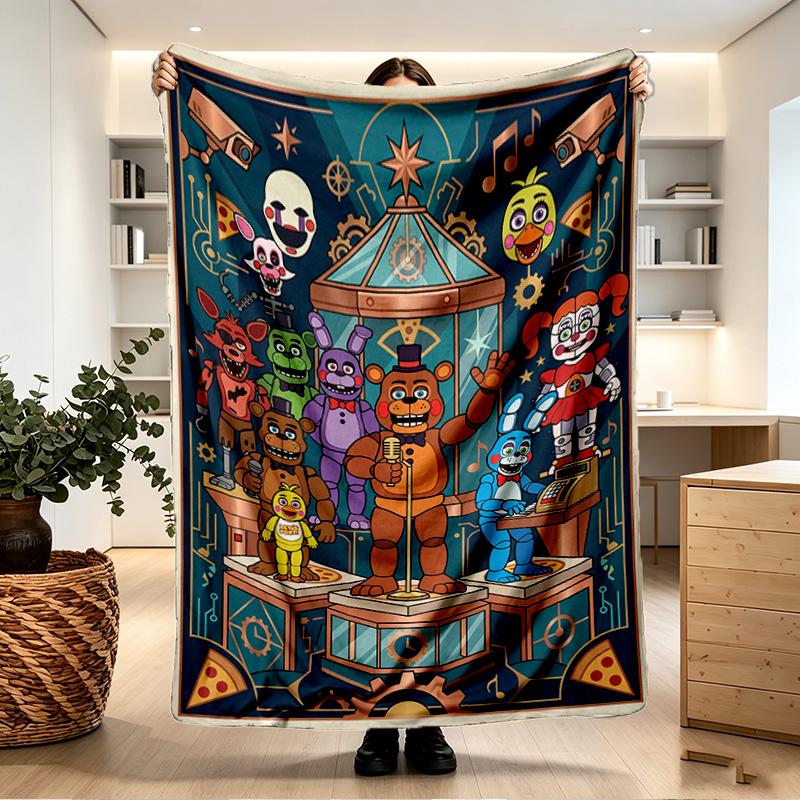 Five Nights at Freddy's Print Blanket - Soft & Comfortable, for Bedroom, Travel, Sofa, Home Decoration - Birthday Christmas Gift for Friend