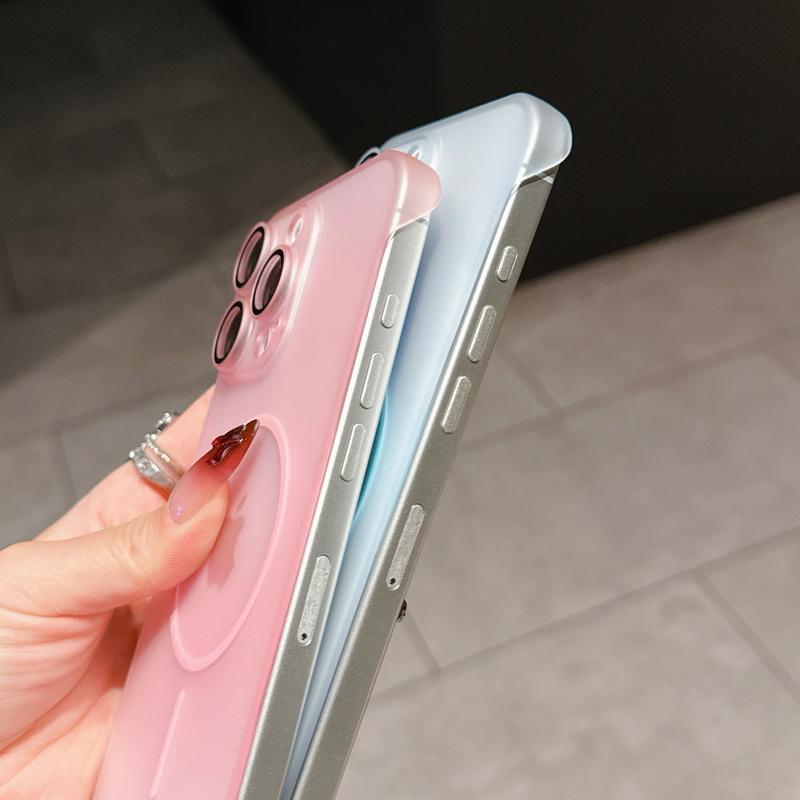Безрамный прозрачный матовый чехол Magsafe для iPhone 16 Pro 15 Pro Max 14 13 12 11 тонкий жесткий ПК ударопрочный беспроводной зарядный магнитный чехол для телефона