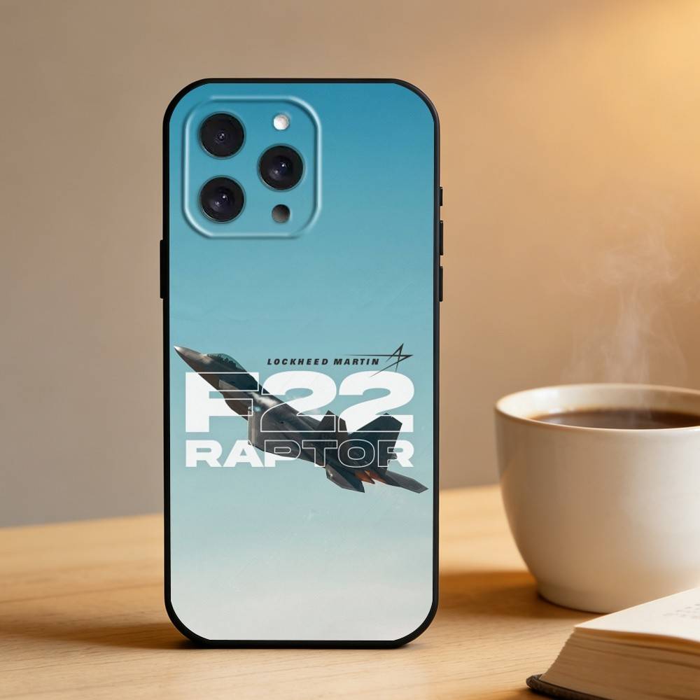 Чехол для телефона Истребитель F-22 Raptor Для iPhone 17 16 15 14 13 12 Max Plus Силиконовый Черный Чехол
