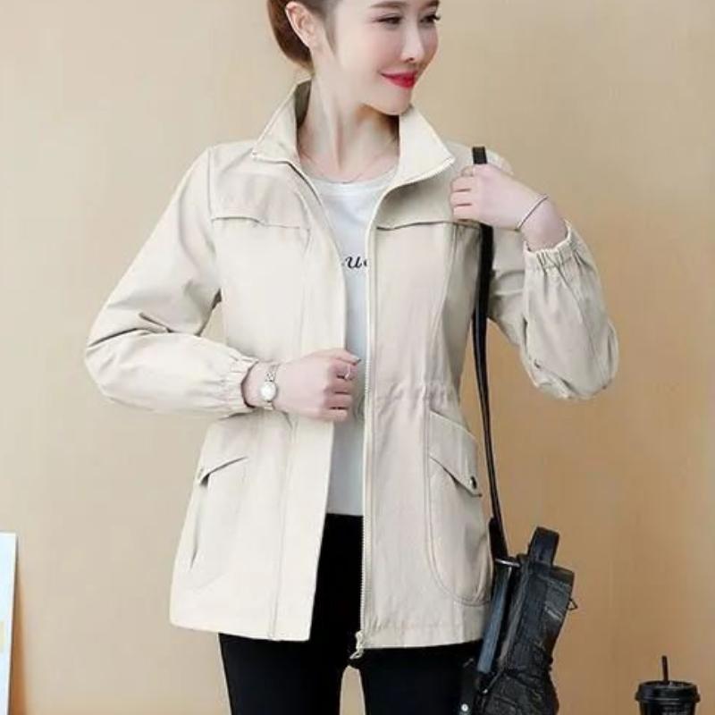 Женские куртки, новые, весна-осень, с длинными рукавами, повседневная, спортивная, верхняя одежда, женская, базовая, с лацканами, ветрозащитный кардиган, ветровка