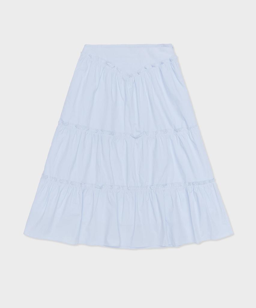 Belloel Shirred Long Skirt Sky